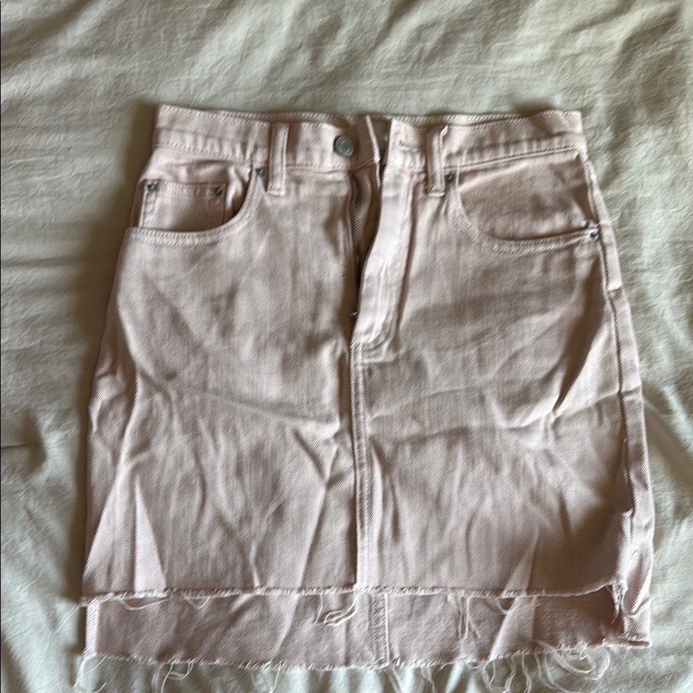 Wilfred Free Pink Denim Mini Skirt